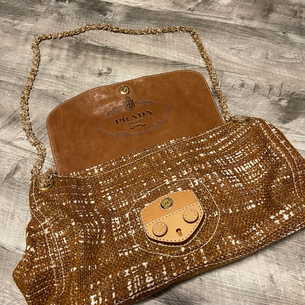 PRADA TELA TWEED CHAIN BAG